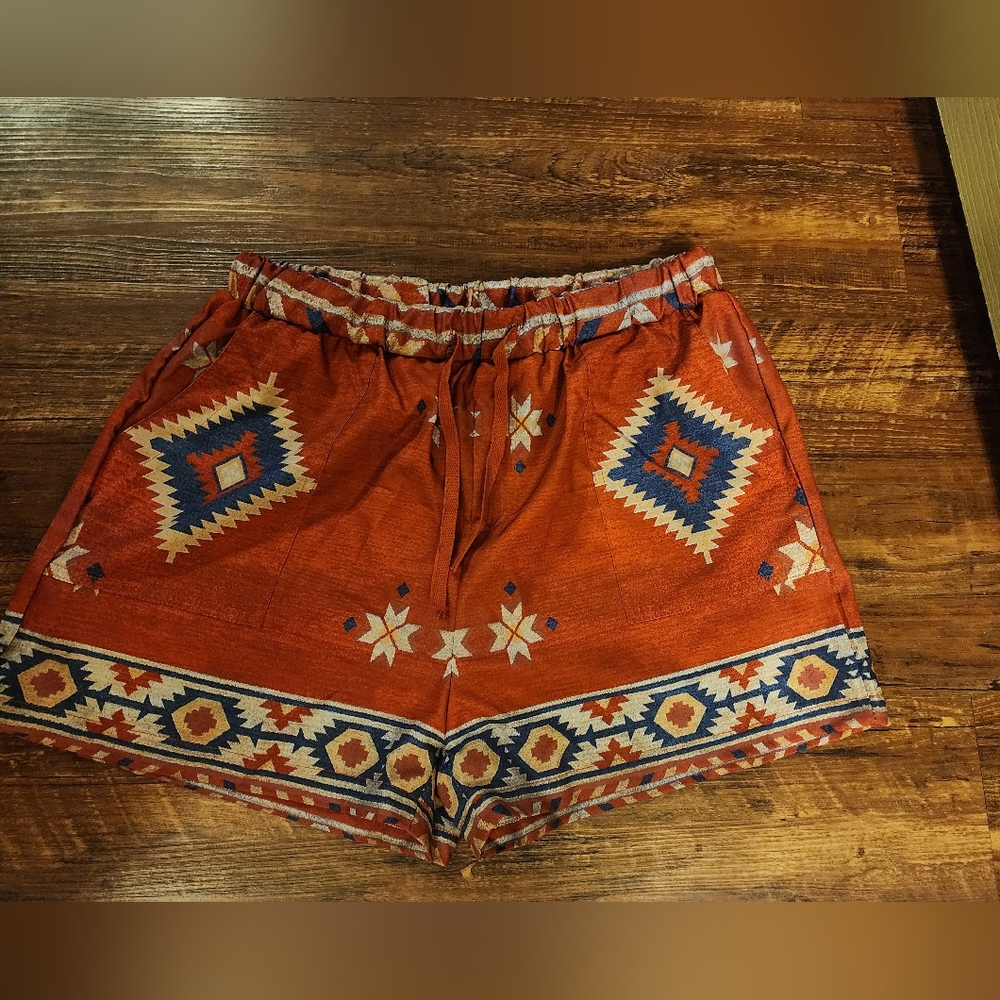 Red Aztec Print shorts